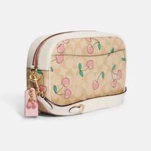 Coach Jamie camera bag signature canvas with cherry heart print